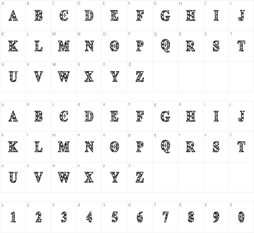 CF Deco 1492的字符映射图