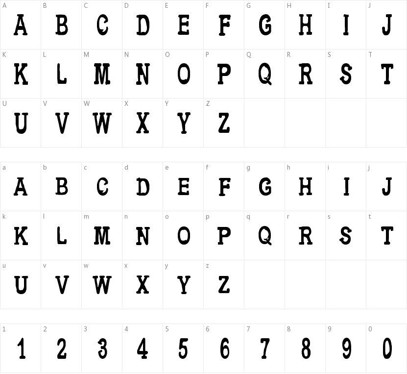 CF Metropolis Serif的字符映射图