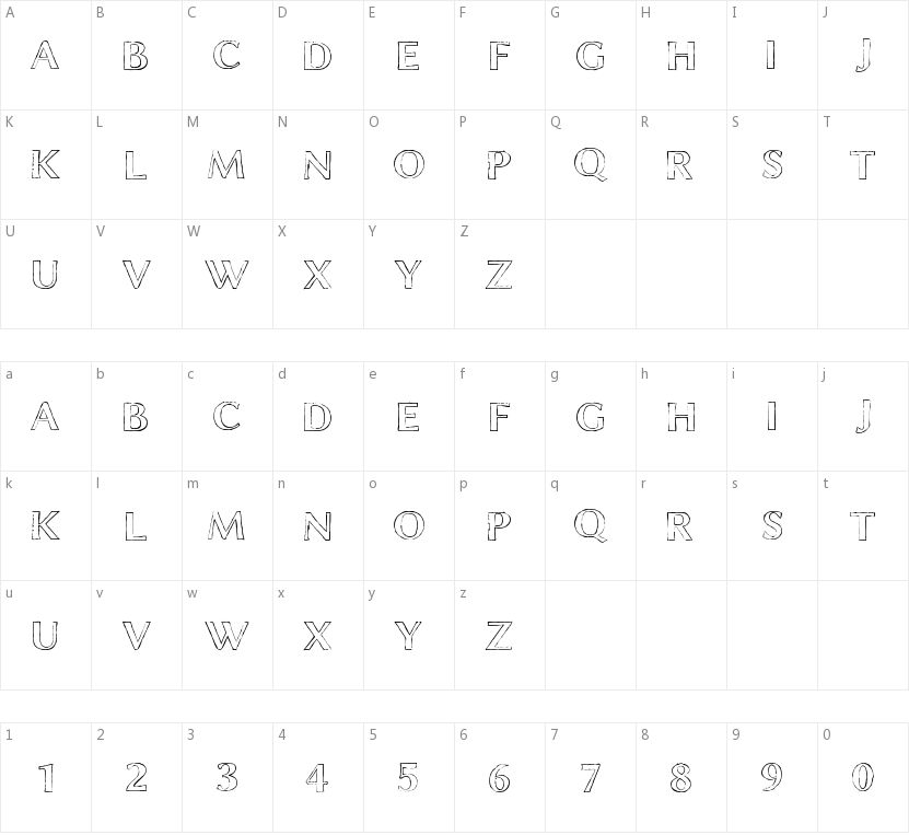 Chalk Line Outline的字符映射图