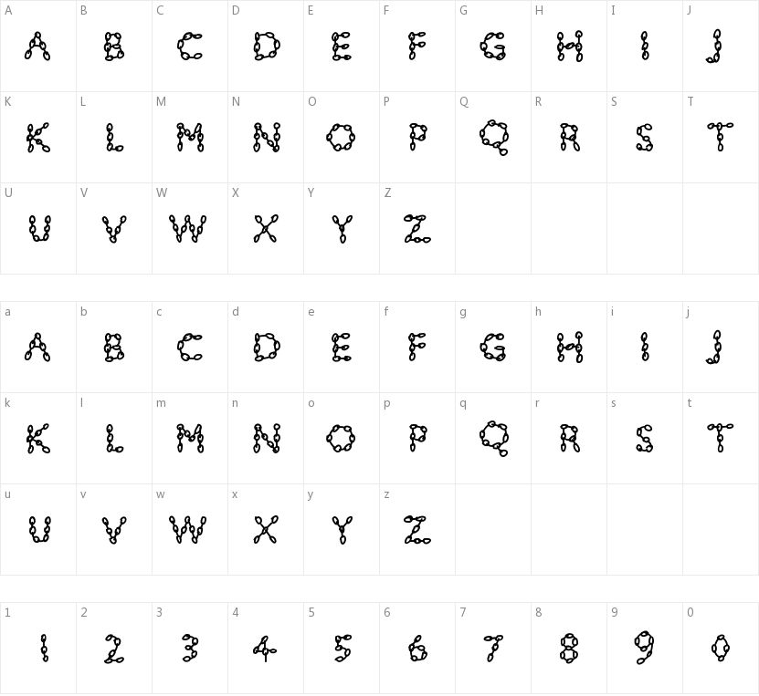 PW Chainsfonts的字符映射图