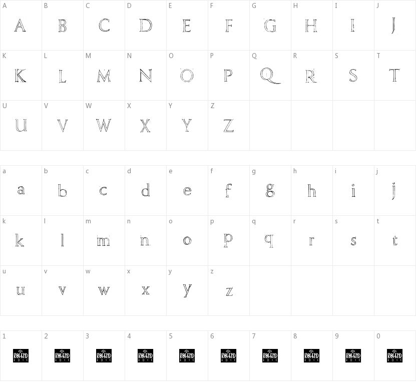 Freehand Roman的字符映射图