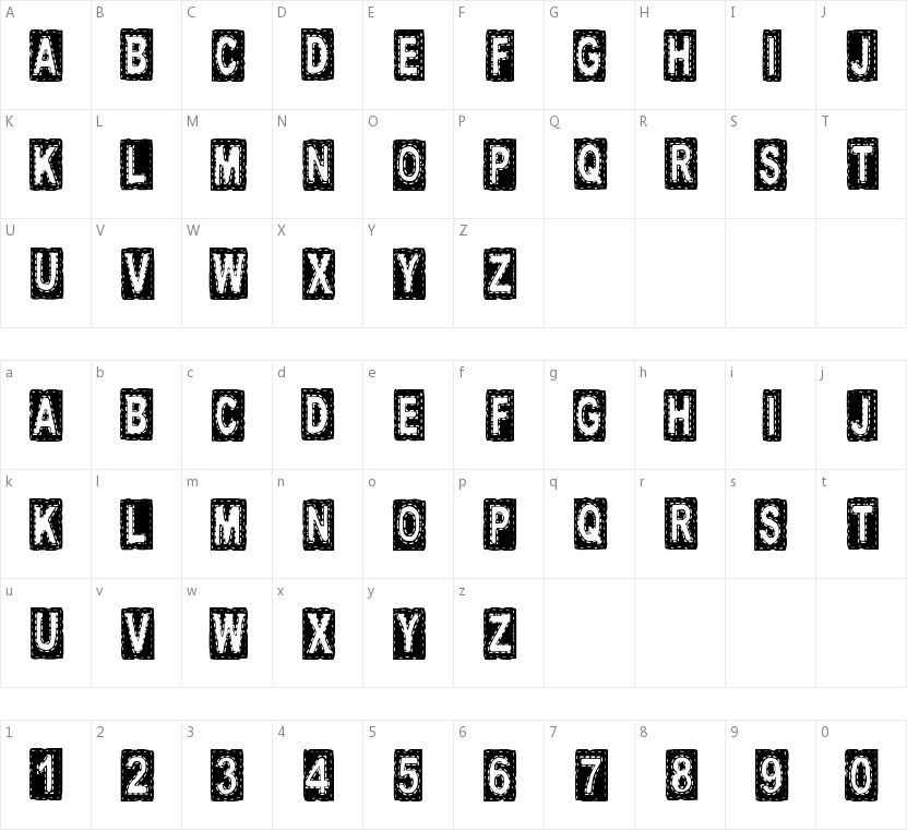 CF Tissus的字符映射图