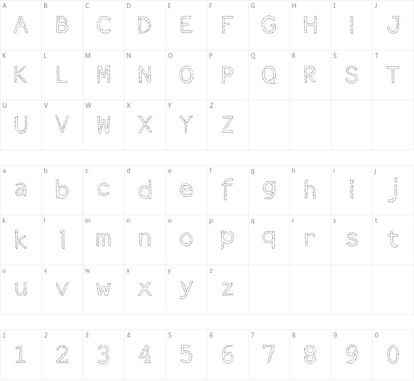 Dot Outline的字符映射图