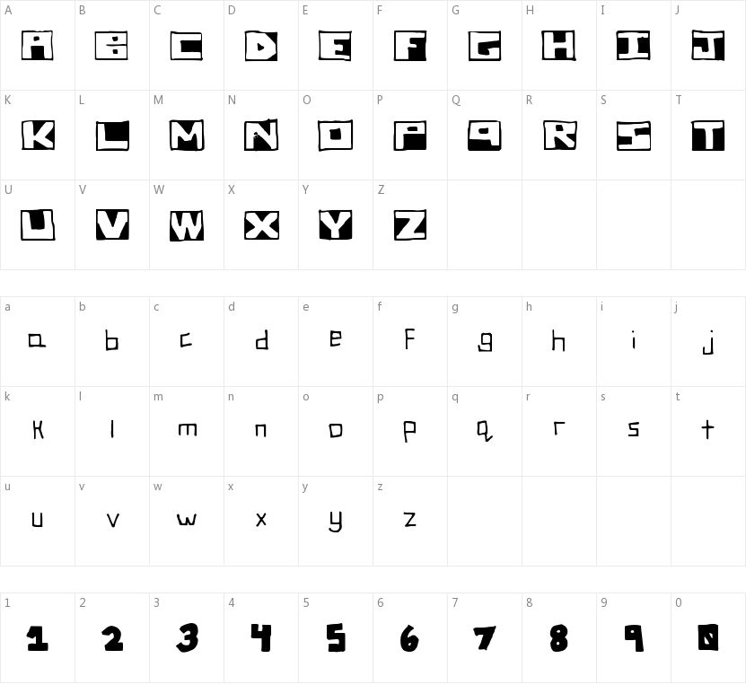 Line After Line的字符映射图