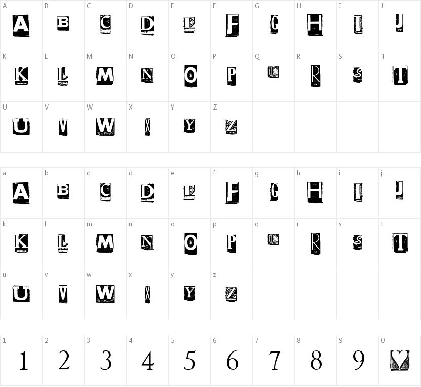 DZR Inscription的字符映射图