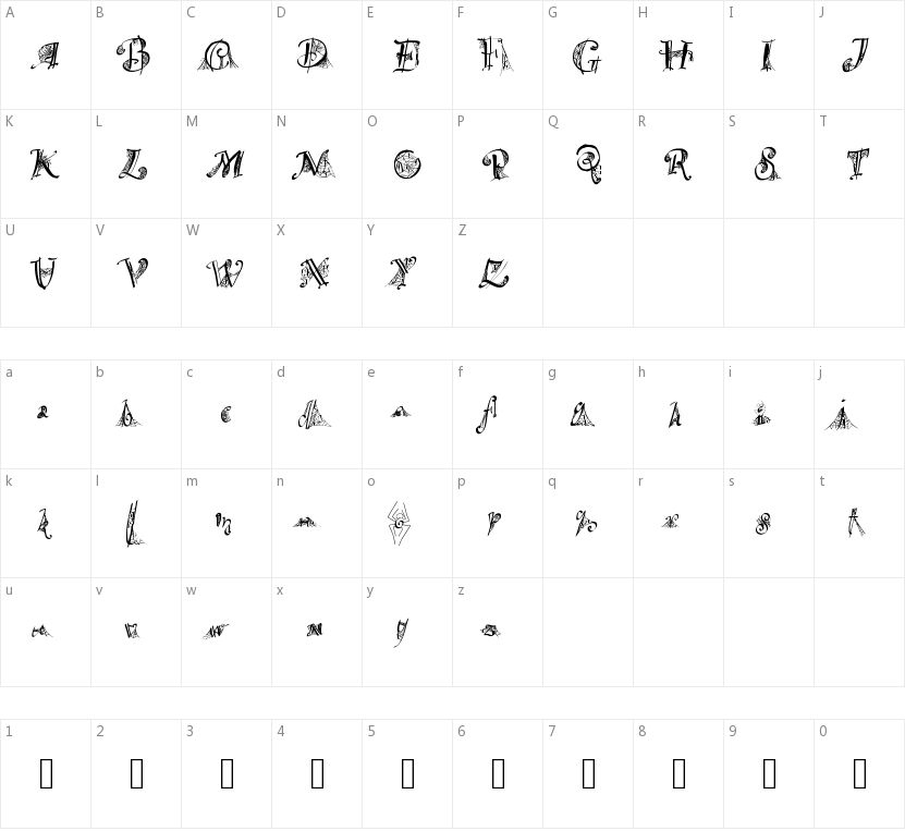 Spider Written的字符映射图