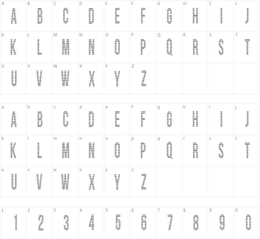 Woodcutter Lines的字符映射图