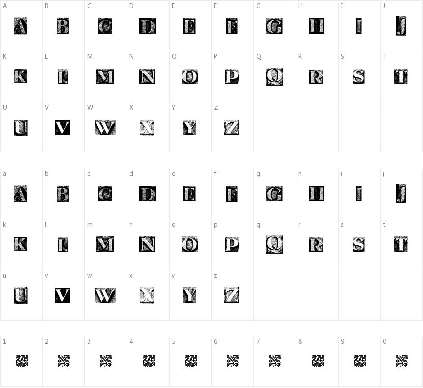 Metal Block Serif的字符映射图