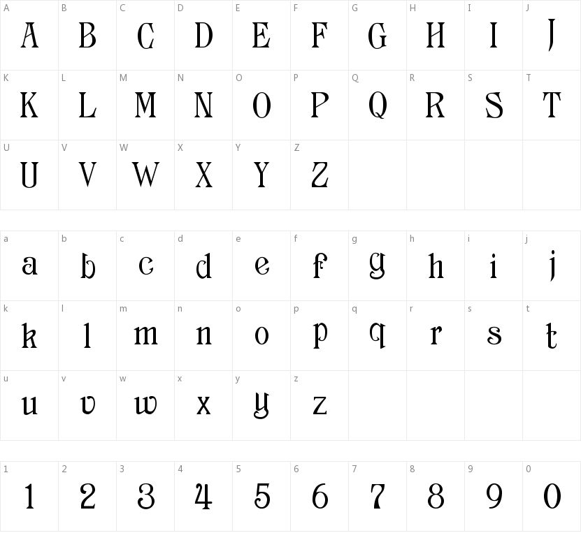 Archaic 1897的字符映射图