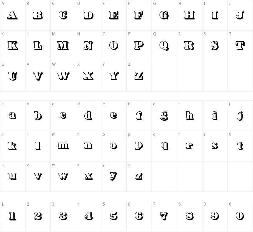 Bower Shadow的字符映射图