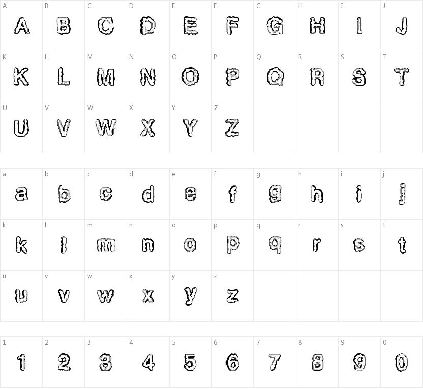 Pixel Krud的字符映射图