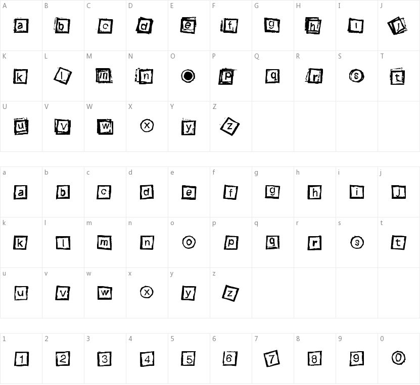 Bloktype的字符映射图