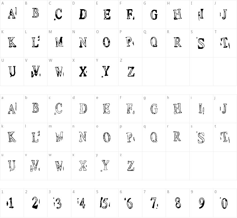 Depressionist 1的字符映射图