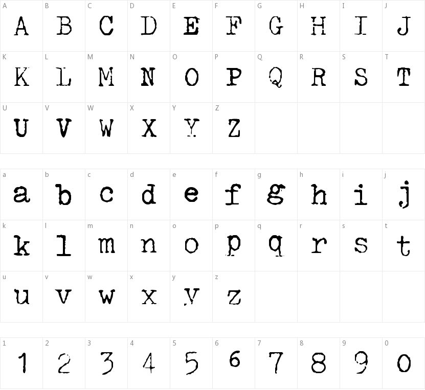 GF Halda的字符映射图