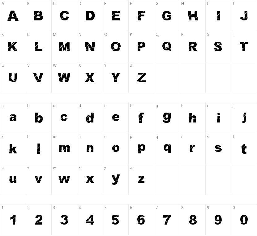 Cosmical Disfase的字符映射图