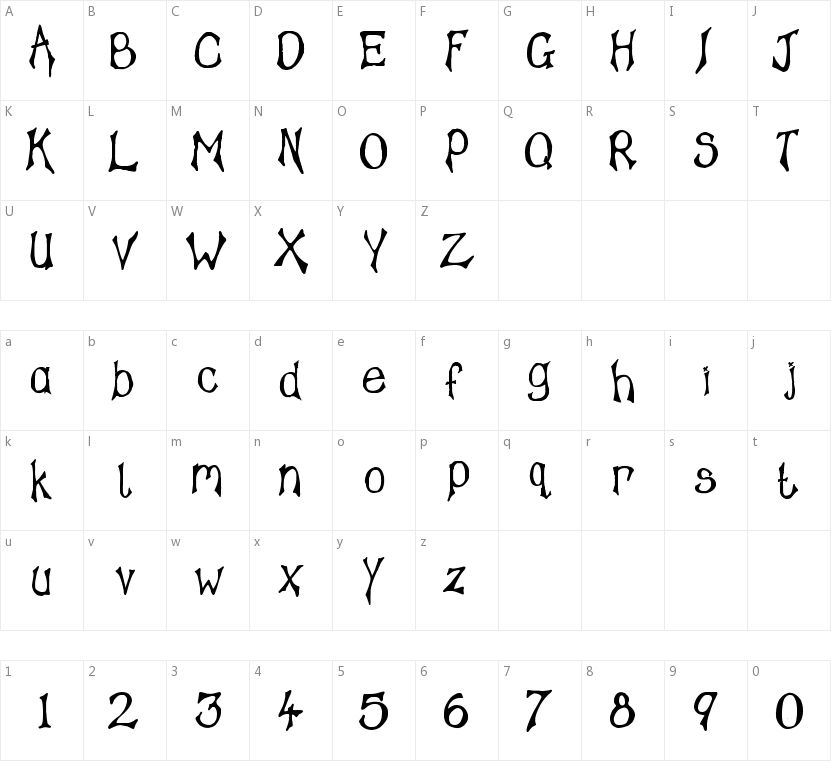 Tampy's Font的字符映射图