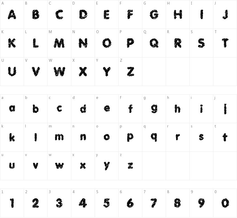 Scratch Bold的字符映射图