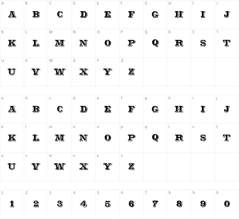 Shadowed Serif的字符映射图