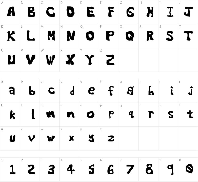 The World's Worst Font的字符映射图