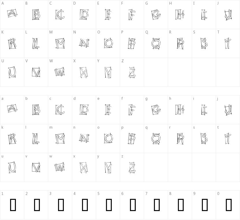KR Boxy的字符映射图