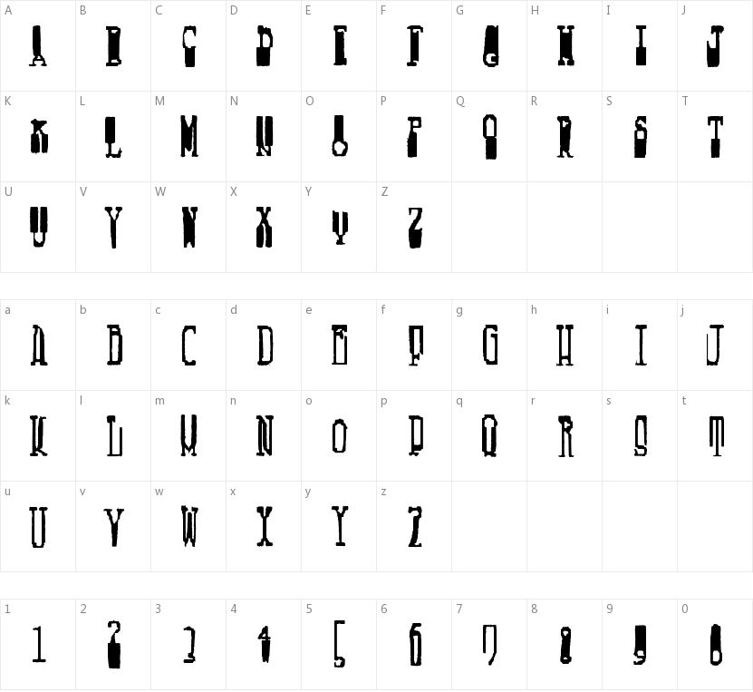 Fucsimile的字符映射图