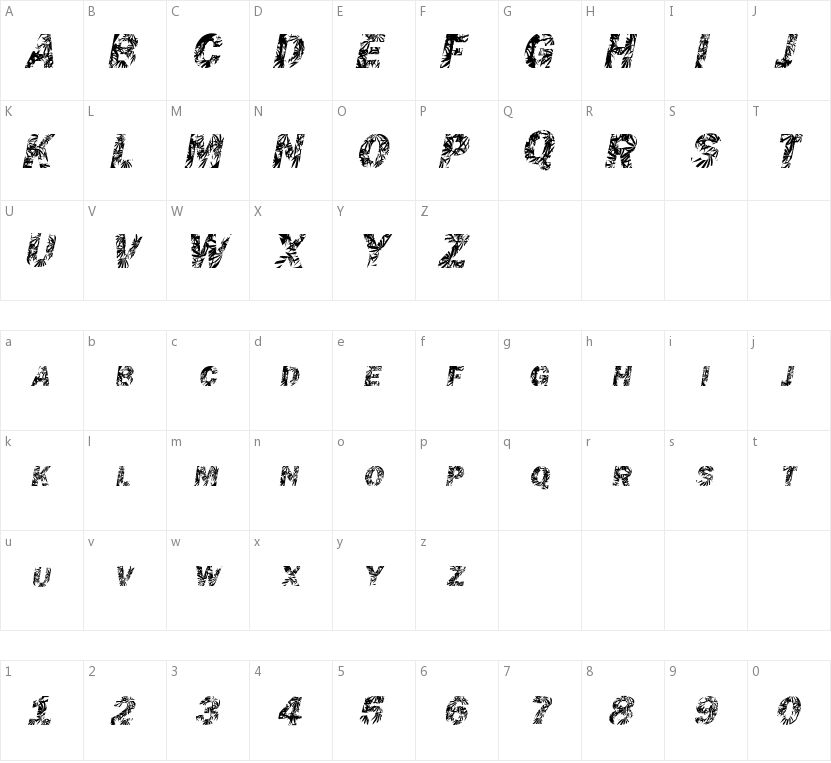 Chronic Gothic的字符映射图