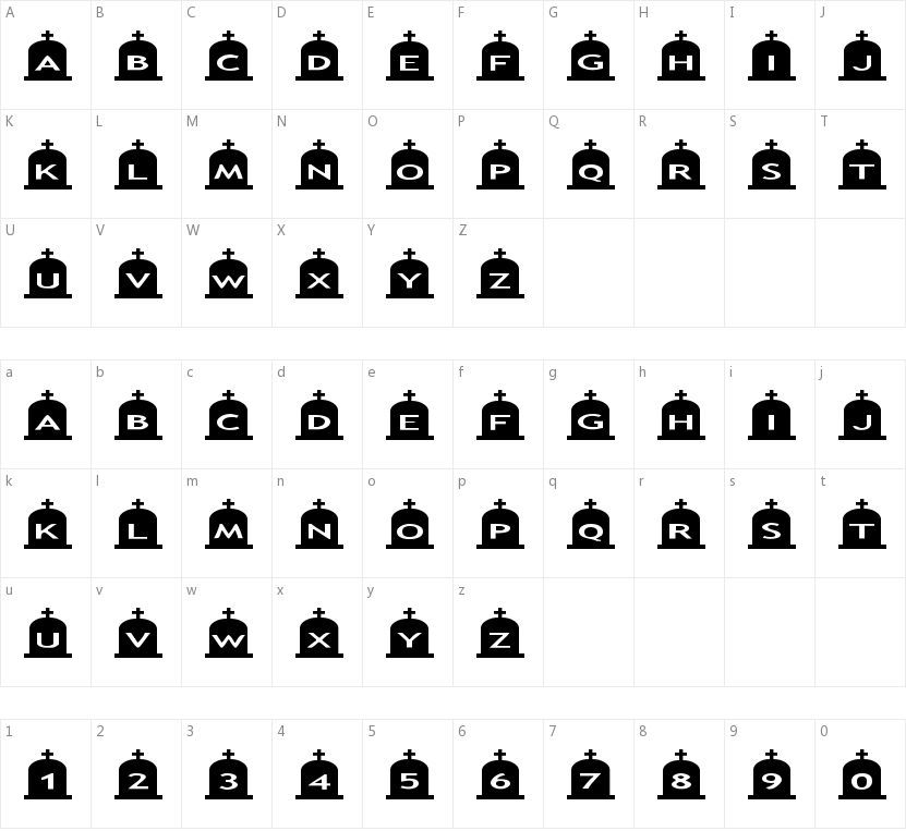 AlphaShapes gravestones 3的字符映射图