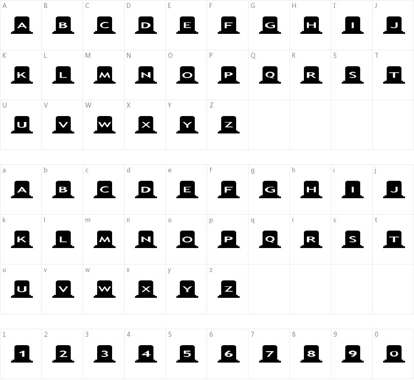 AlphaShapes gravestones的字符映射图
