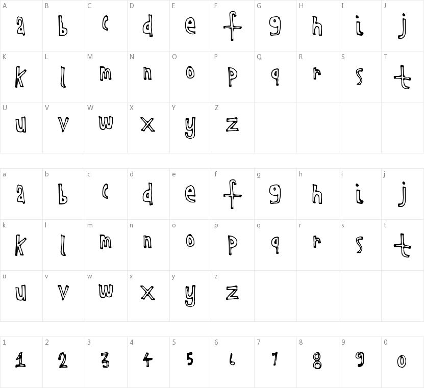 Kids Outline的字符映射图