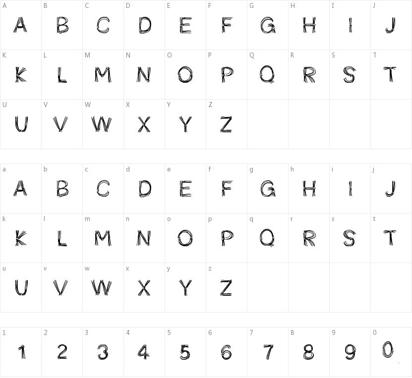 PW Ficelles的字符映射图