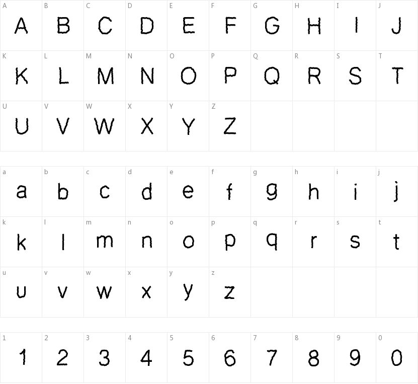 PW Zigzag的字符映射图