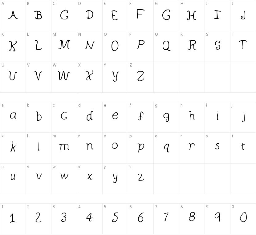 Curly Wurly的字符映射图