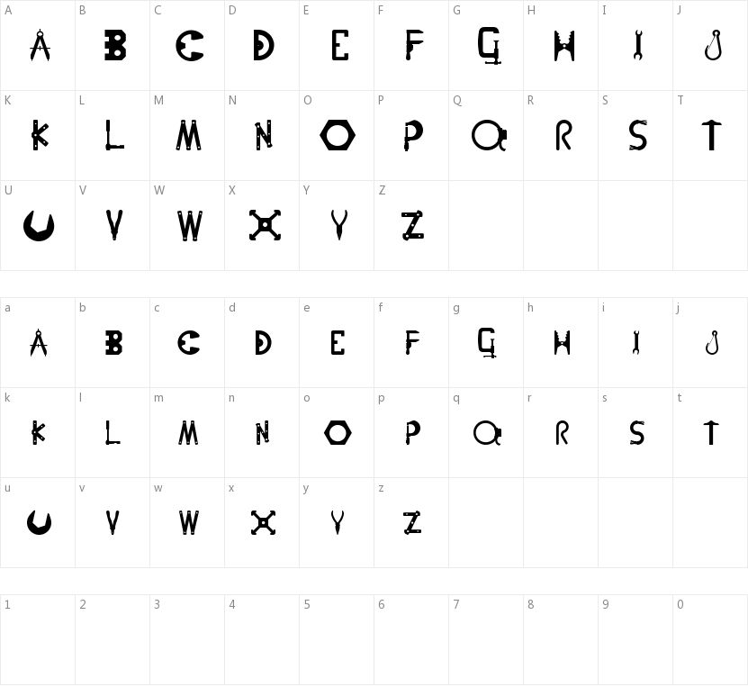 Nuts N Bolts的字符映射图