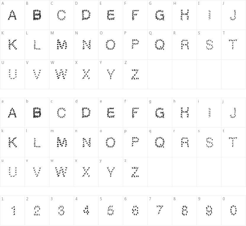 Gaelling pates的字符映射图