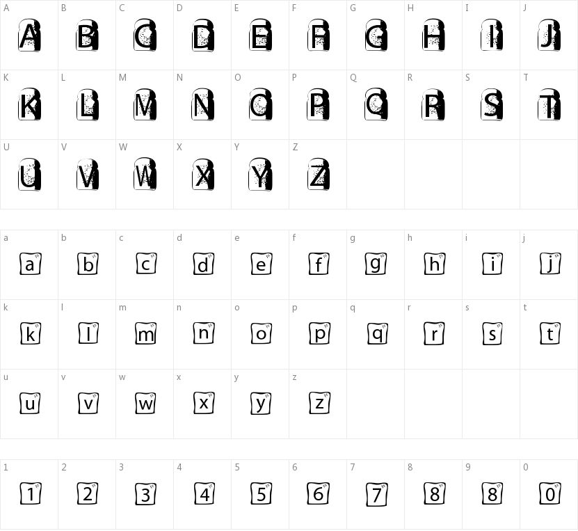 Toasty的字符映射图