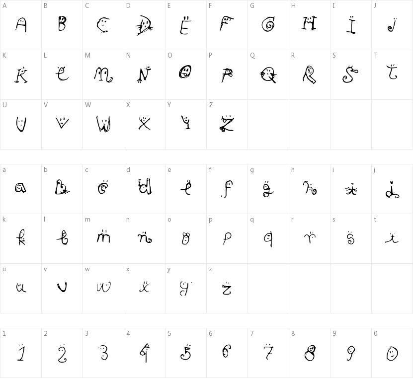 Smiley Font的字符映射图