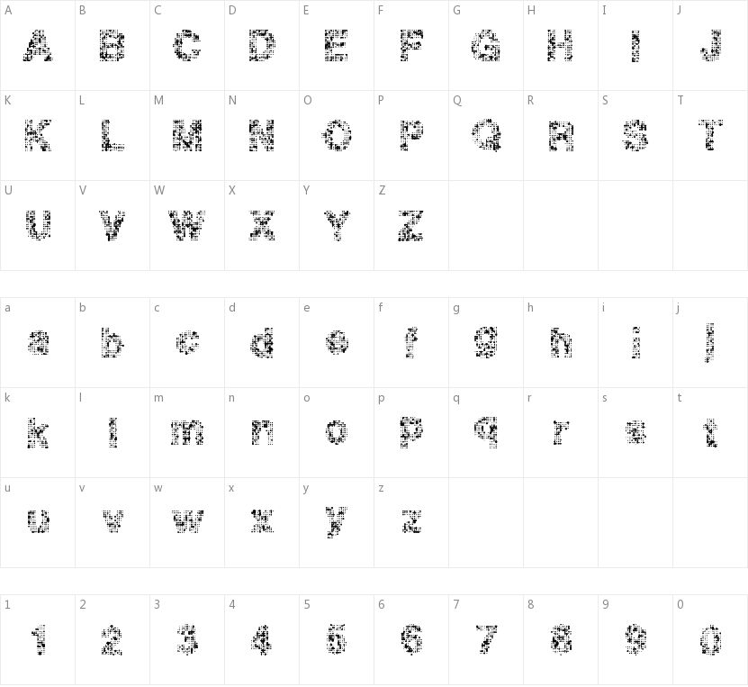 Pixel Drip的字符映射图