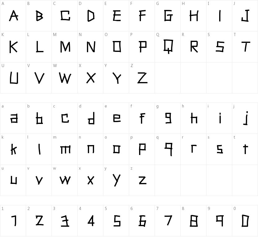 Packing Tape的字符映射图