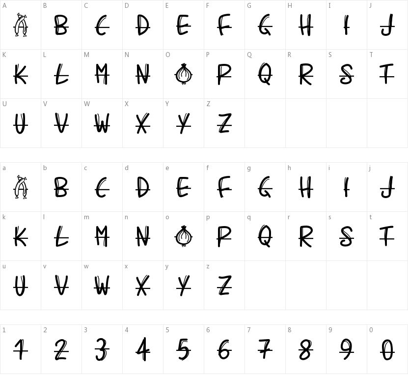 PW Barbecue的字符映射图