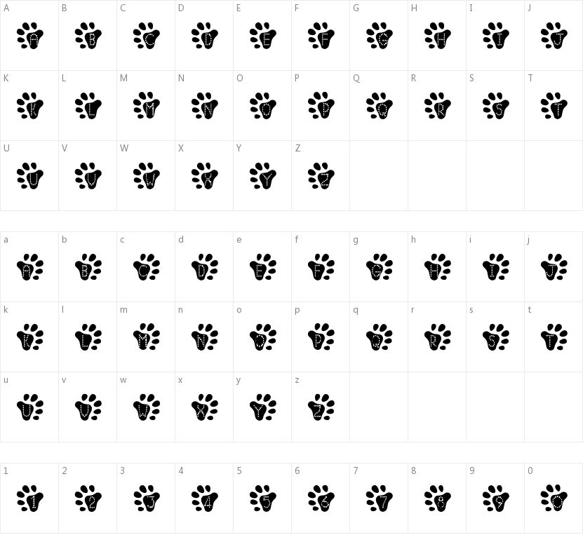 Bearfaced的字符映射图