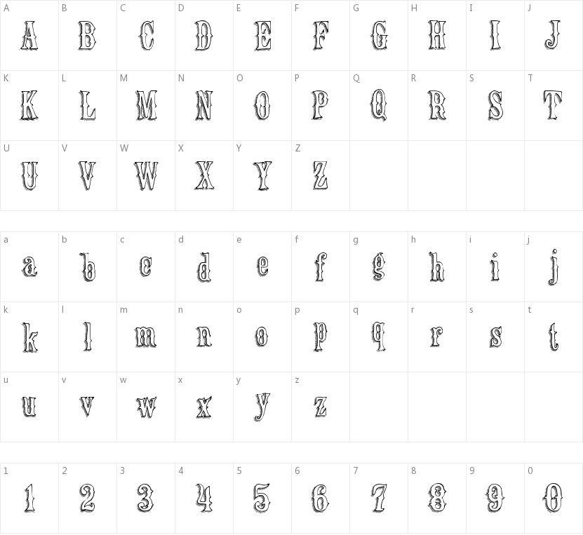 Olde Barnsby的字符映射图