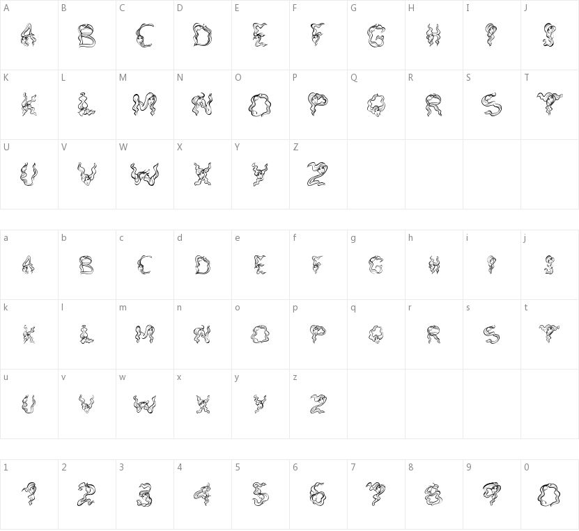 Alpha Woman Hair的字符映射图