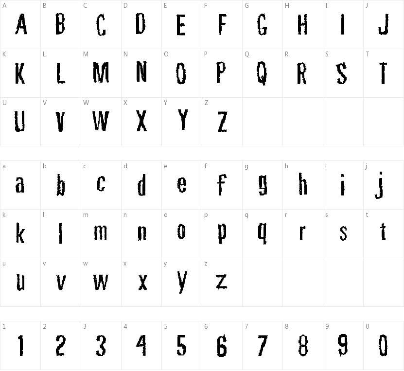 Rubbing Font的字符映射图
