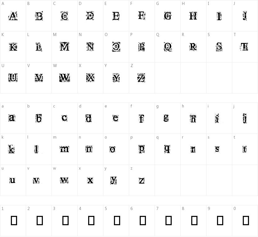 Times New Omen的字符映射图