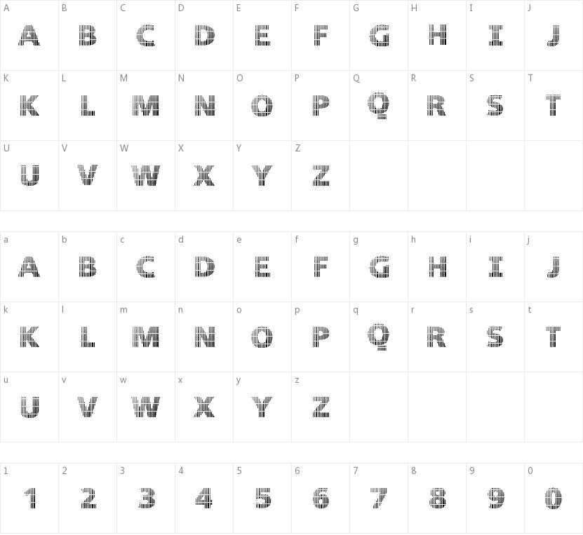Black White Grids的字符映射图