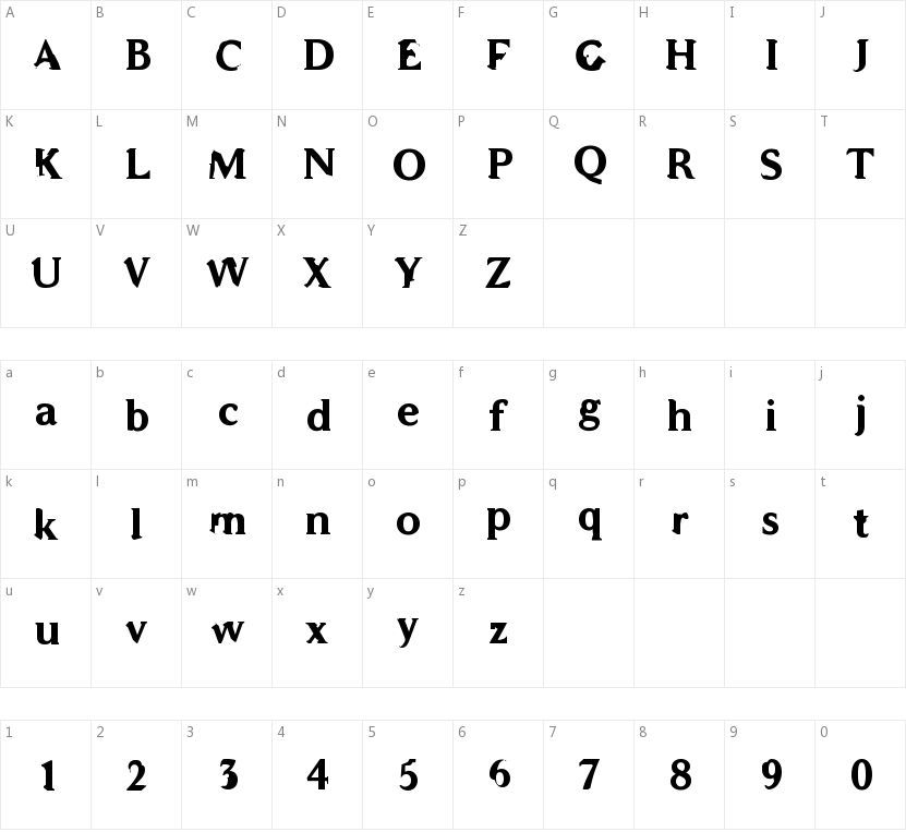 WC Addendum Bta的字符映射图