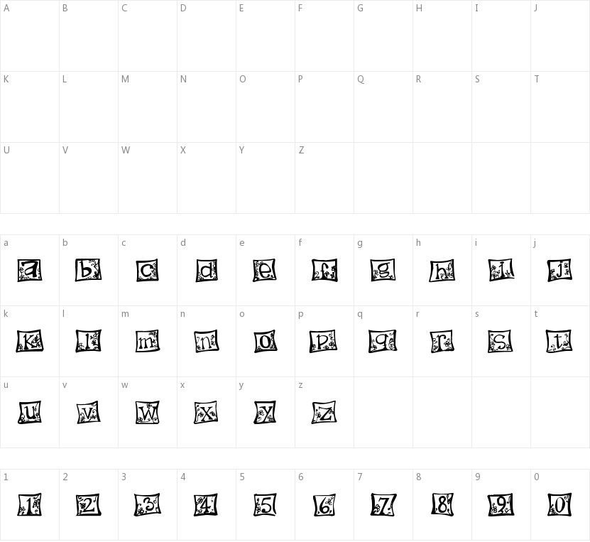 Indezonefont - creative的字符映射图