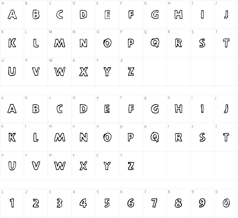 Scootch Over Sans的字符映射图