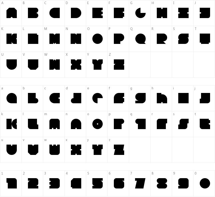 Square 80的字符映射图