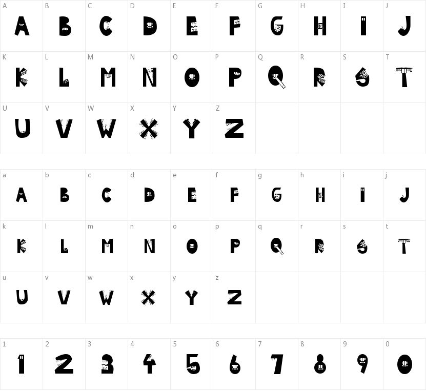 Byte Caps的字符映射图